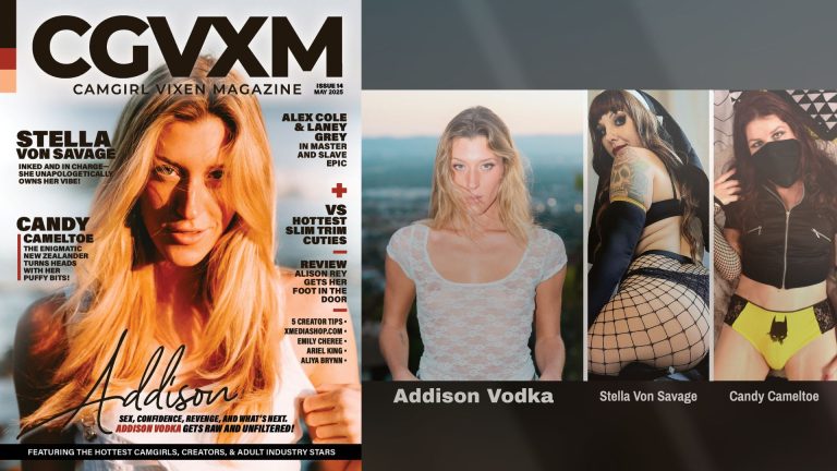 Addison Vodka Graces Cover of CamGirl Vixen Magazine, Issue 14